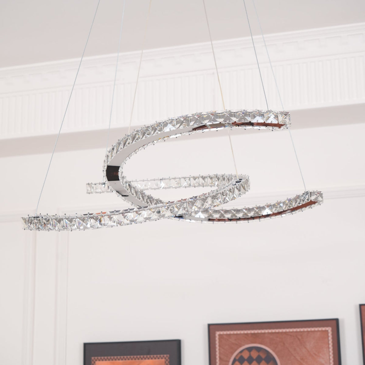Luxisine Kroonluchter Kristallen Dubbele C Moderne Zilver 2-Ring