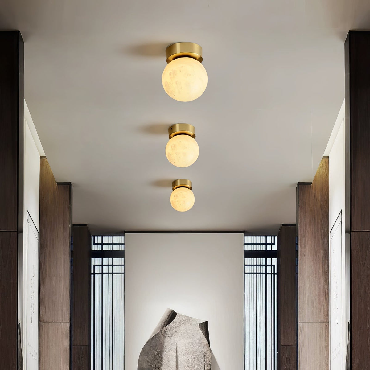 Otheyra Minimalistische vlakke plafondlamp van albast