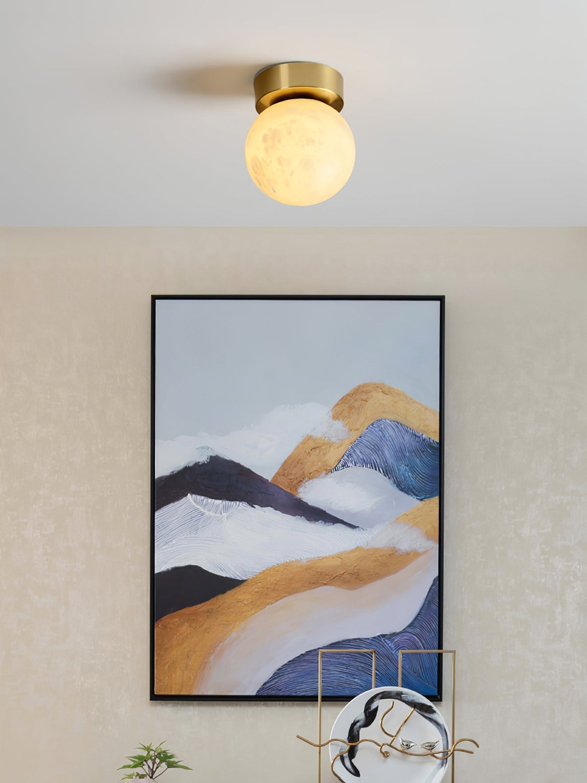 Otheyra Minimalistische vlakke plafondlamp van albast