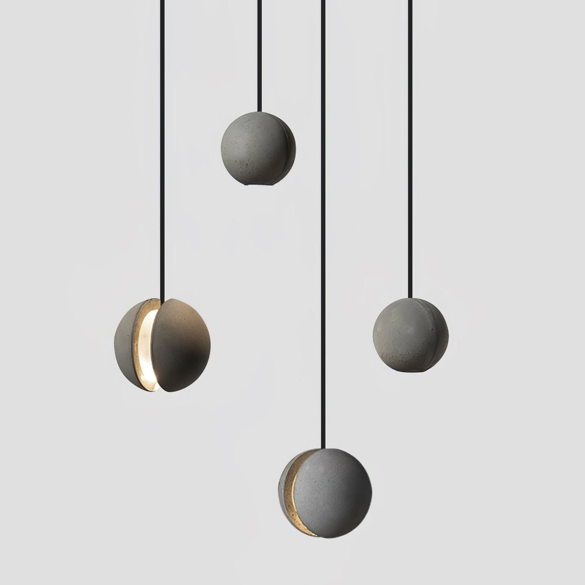 Umi hanglamp van beton met bolvormige maan Minimalistisch