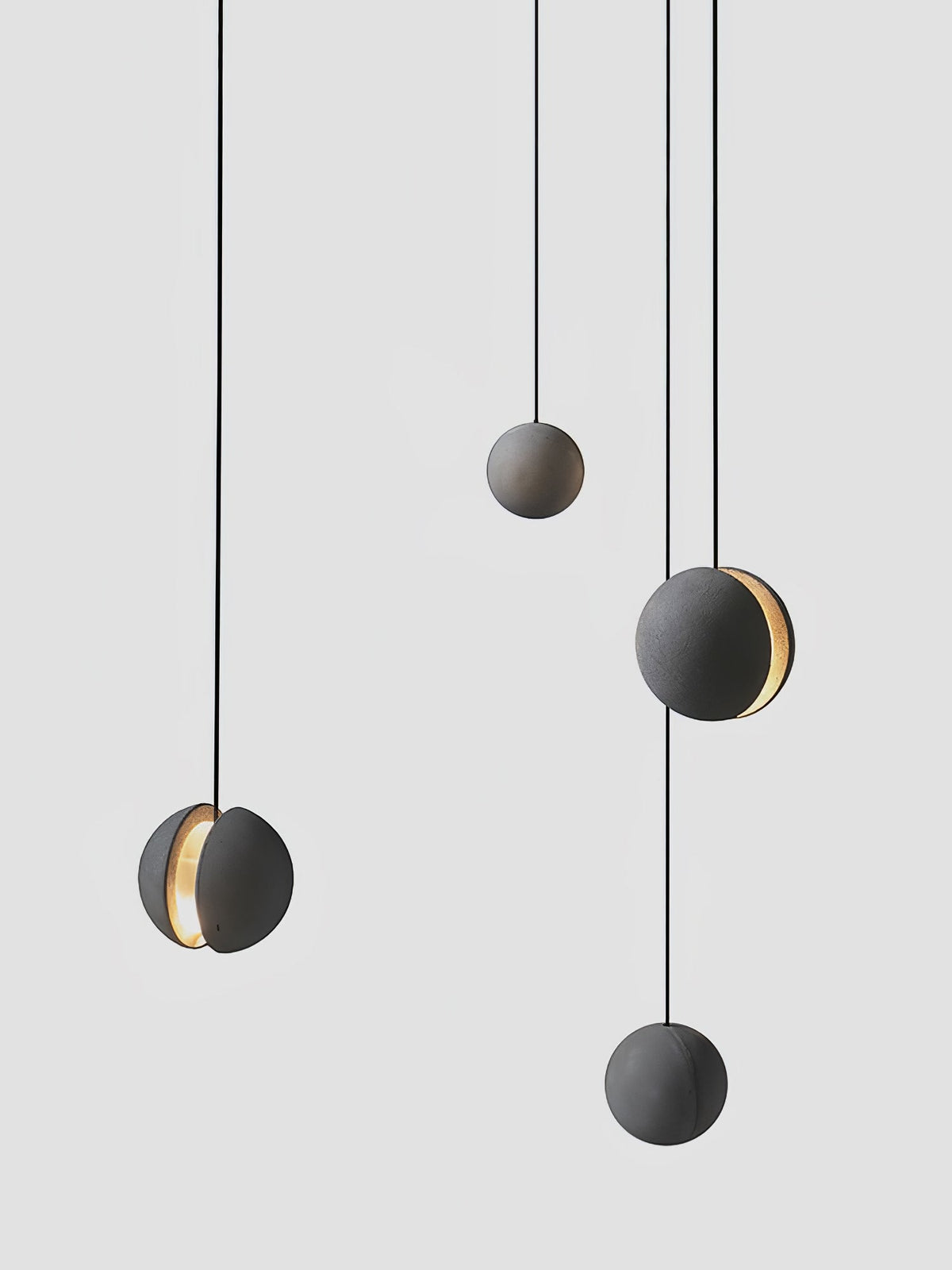 Umi hanglamp van beton met bolvormige maan Minimalistisch