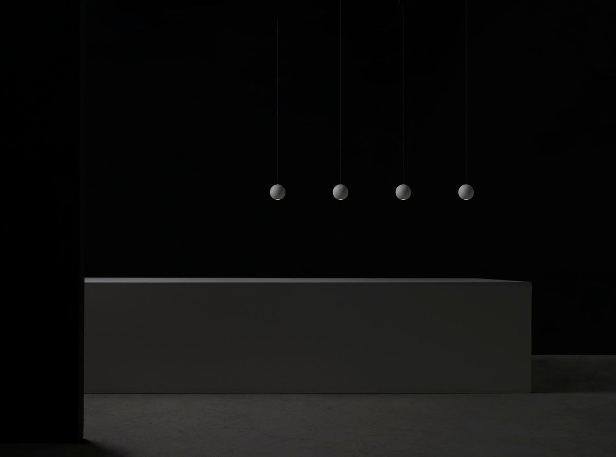 Umi hanglamp van beton met bolvormige maan Minimalistisch