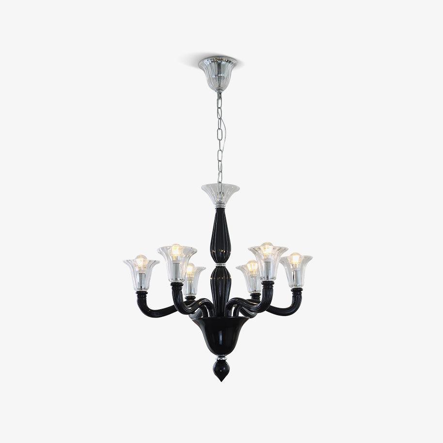 Silten Kroonluchter Zwart Murano Kaarsarm glas Klassiek