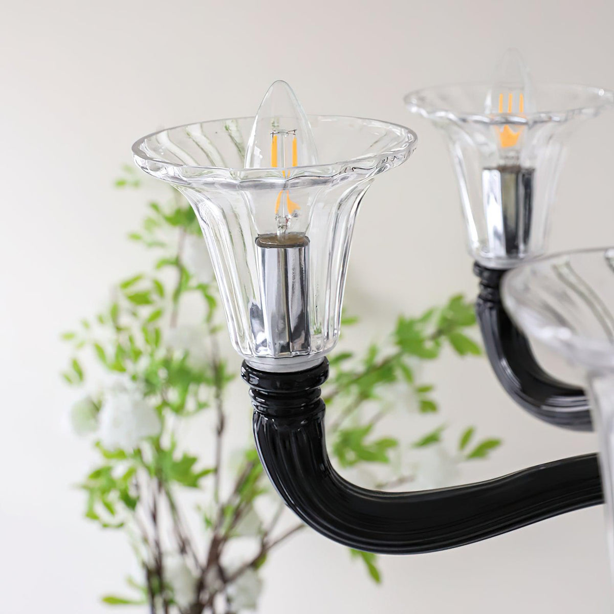 Silten Kroonluchter Zwart Murano Kaarsarm glas Klassiek