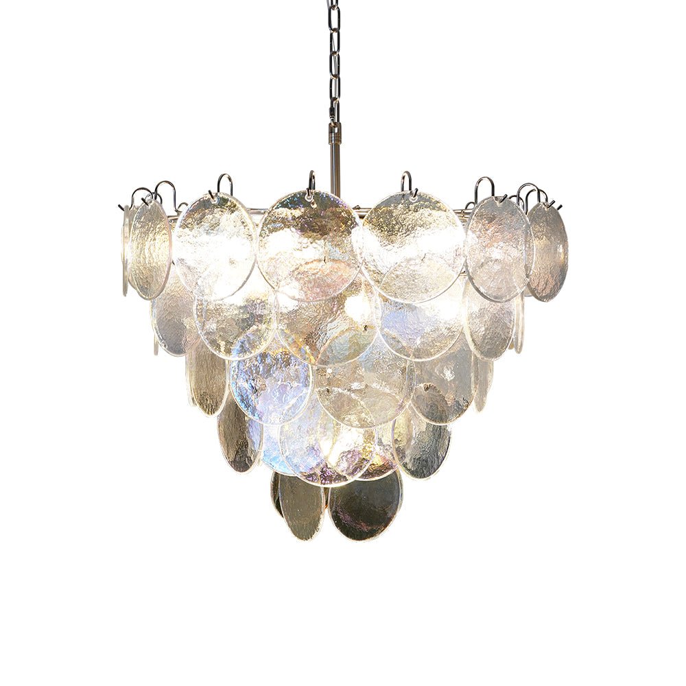 Liorerora kroonluchter met iriserend Murano-glas schijf