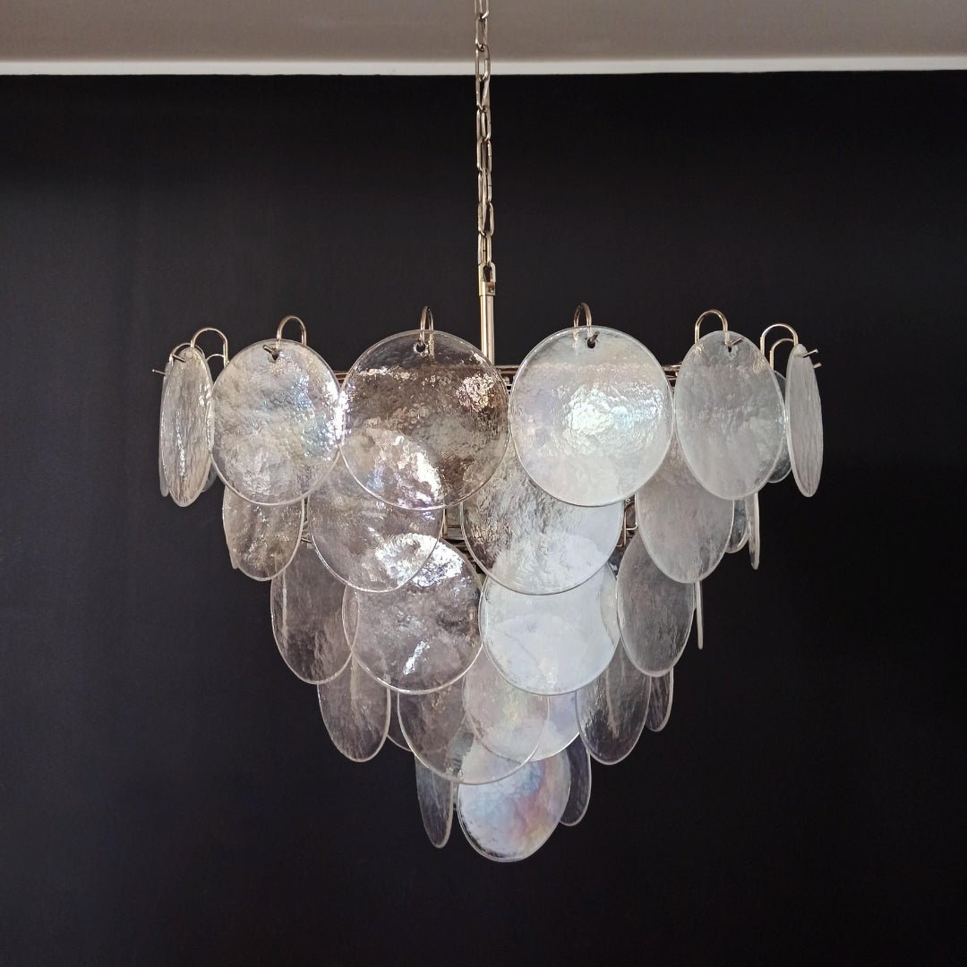 Liorerora kroonluchter met iriserend Murano-glas schijf