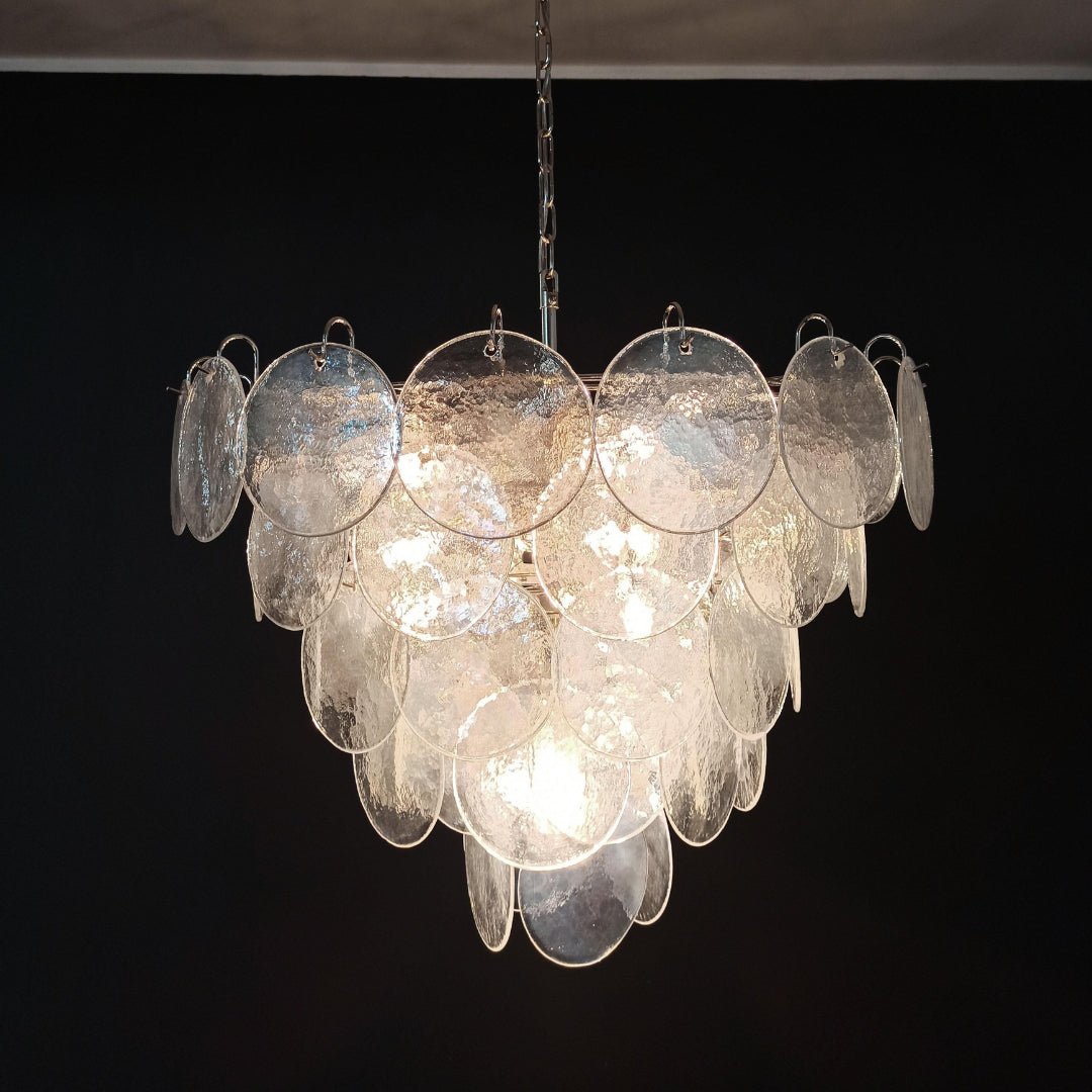 Liorerora kroonluchter met iriserend Murano-glas schijf