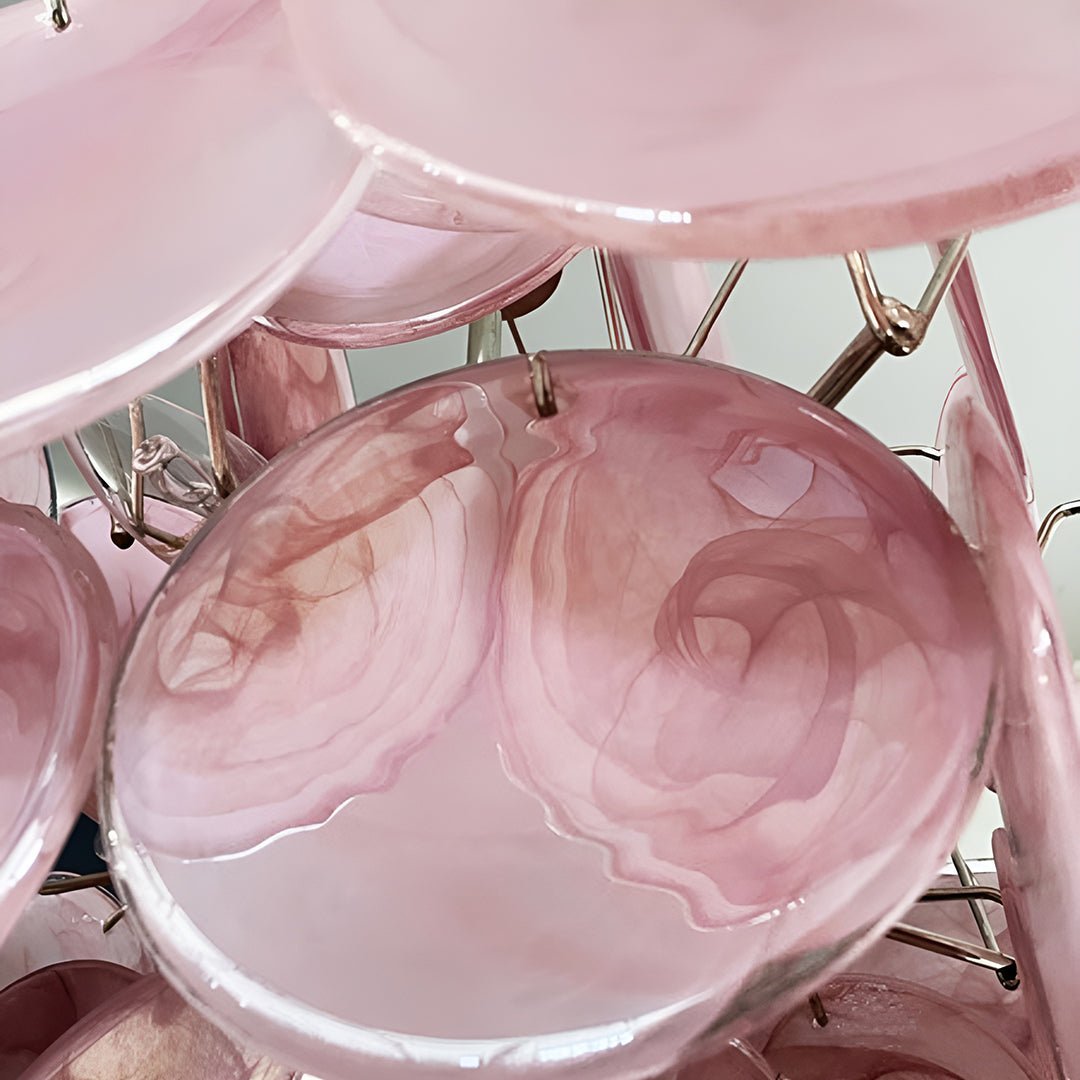 Rivivian kroonluchter met roze schijvenlagen