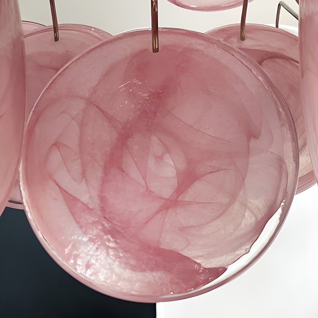 Rivivian kroonluchter met roze schijvenlagen