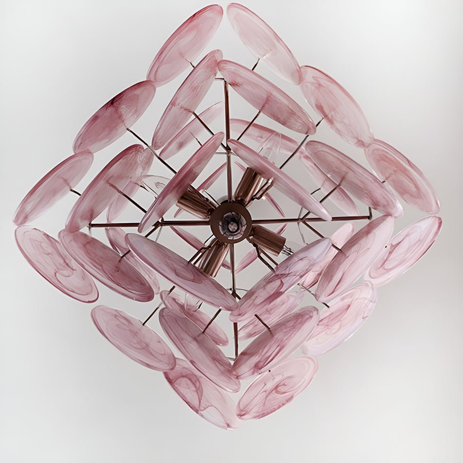 Rivivian kroonluchter met roze schijvenlagen