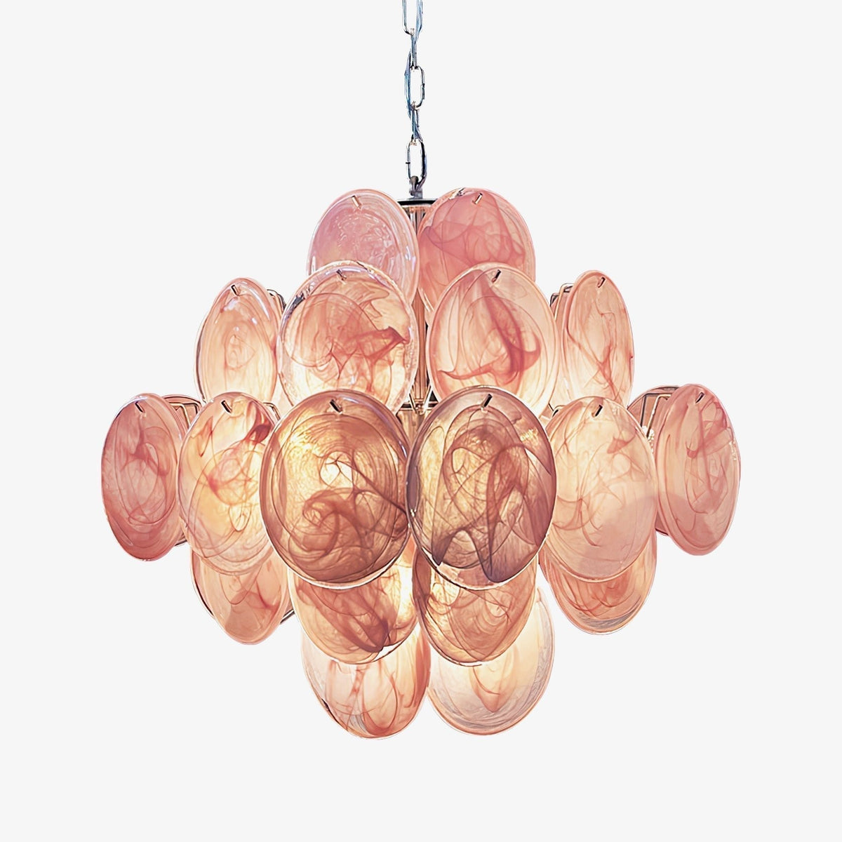 Rivivian kroonluchter met roze schijvenlagen