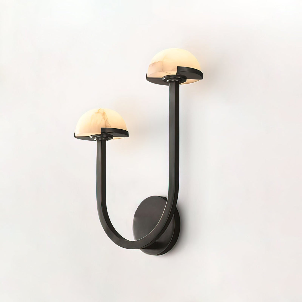 Vitalira dubbele albasten wandlamp met goudkleurige afwerking