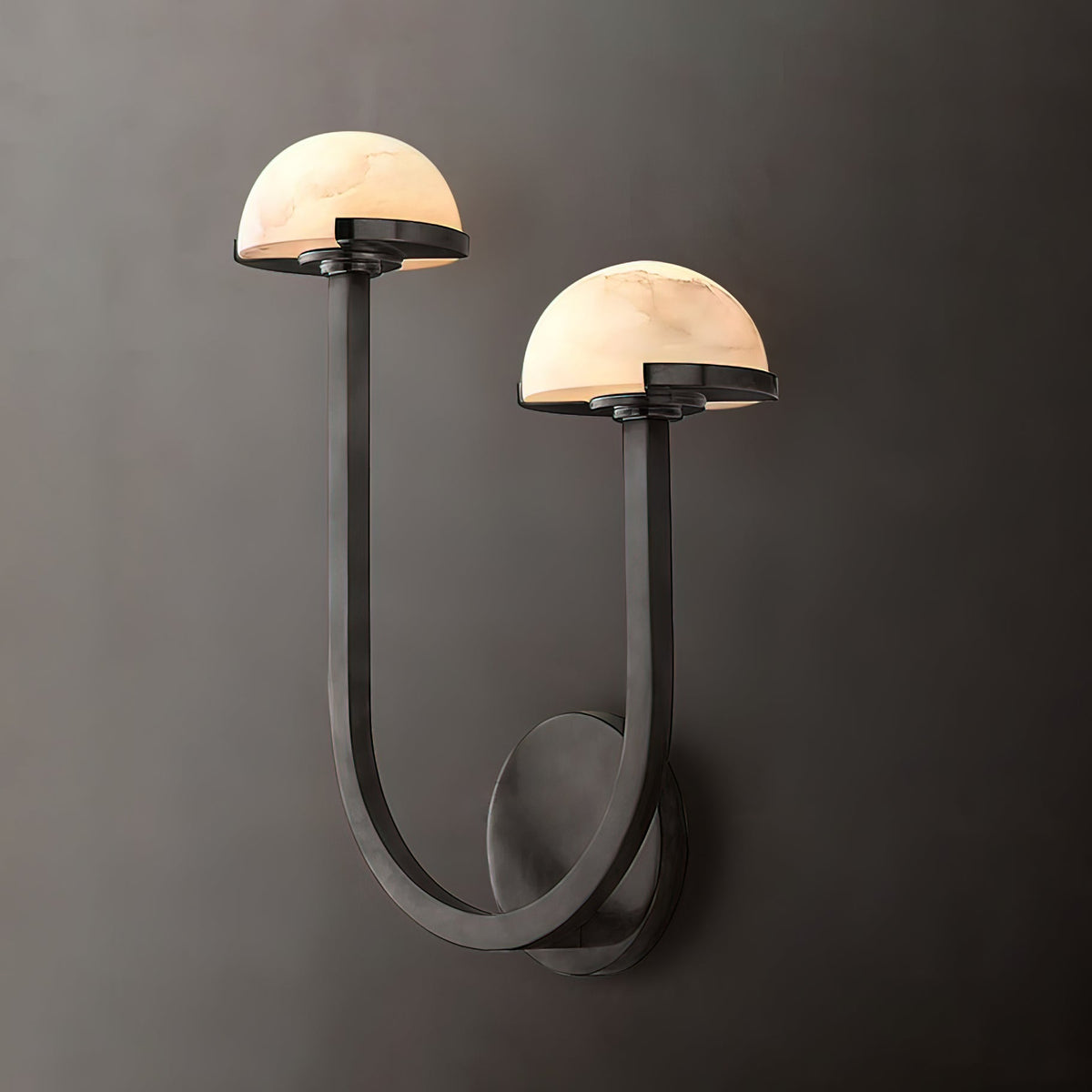 Vitalira dubbele albasten wandlamp met goudkleurige afwerking