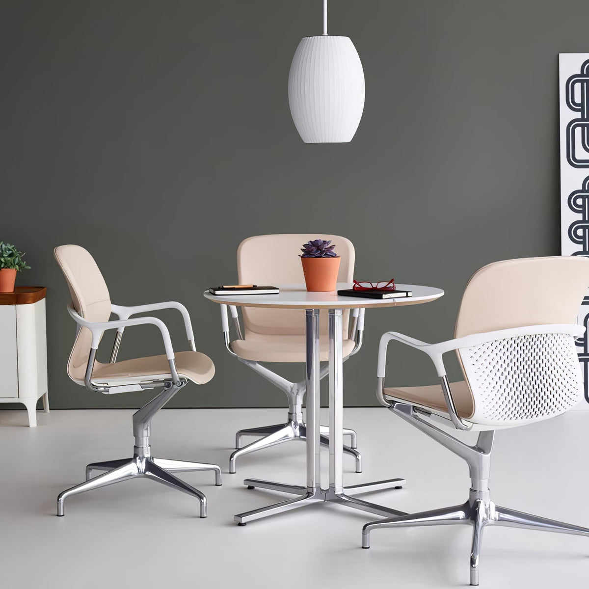 Bis hanglamp van zijde en staal