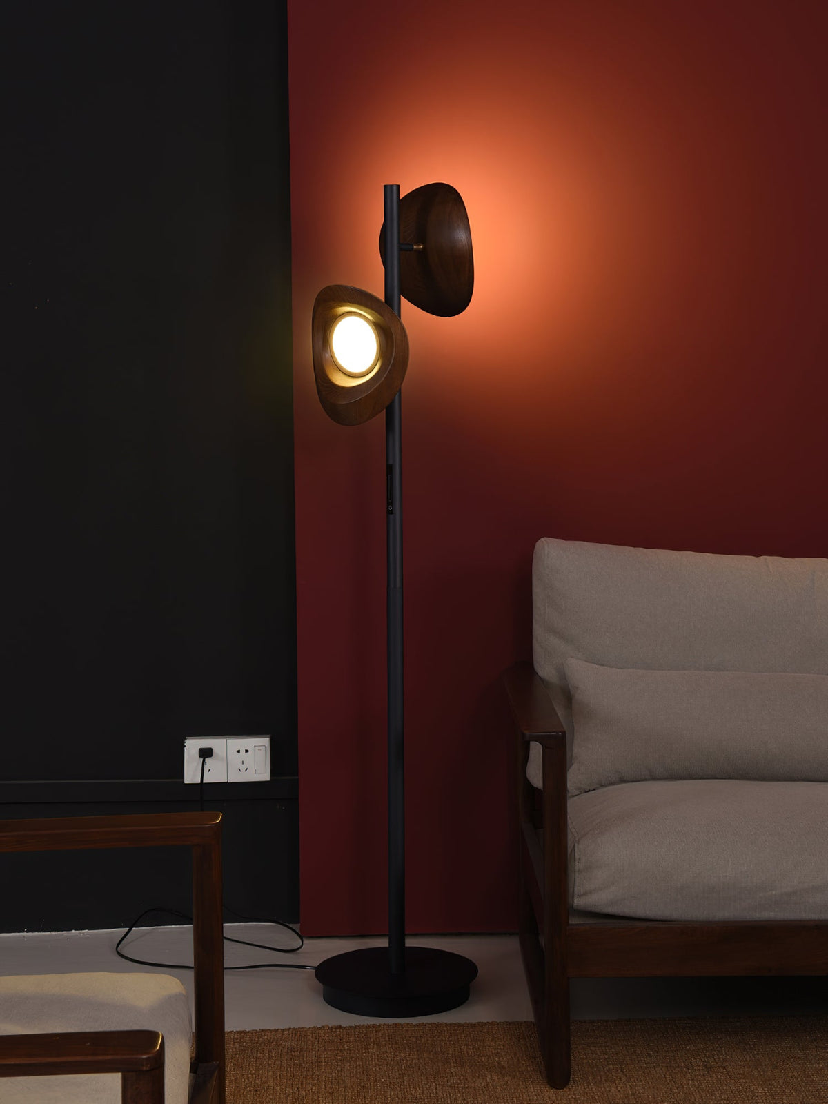 Ceyran dubbele bol vloerlamp zwart