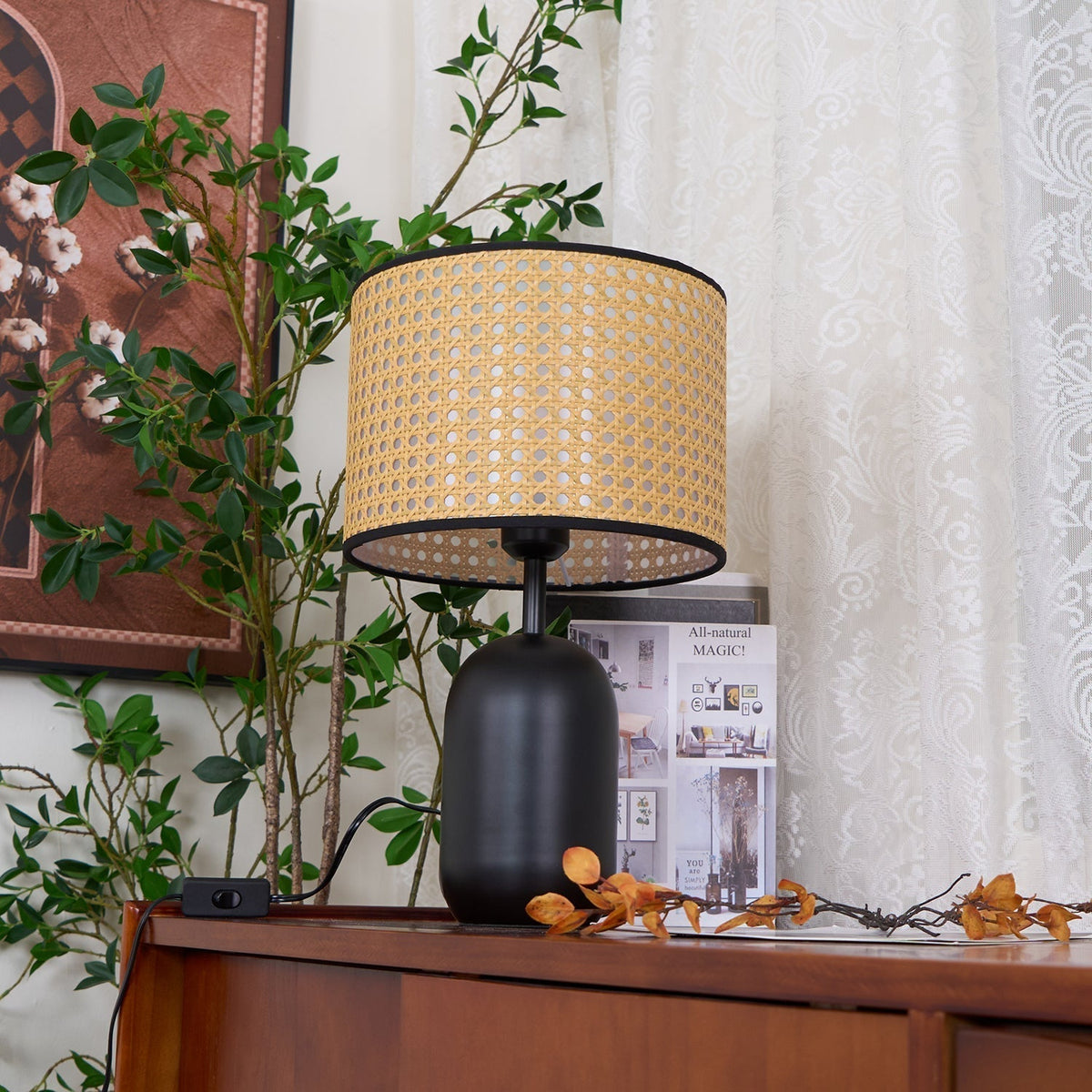 Ravarielle moderne tafellamp van bamboe