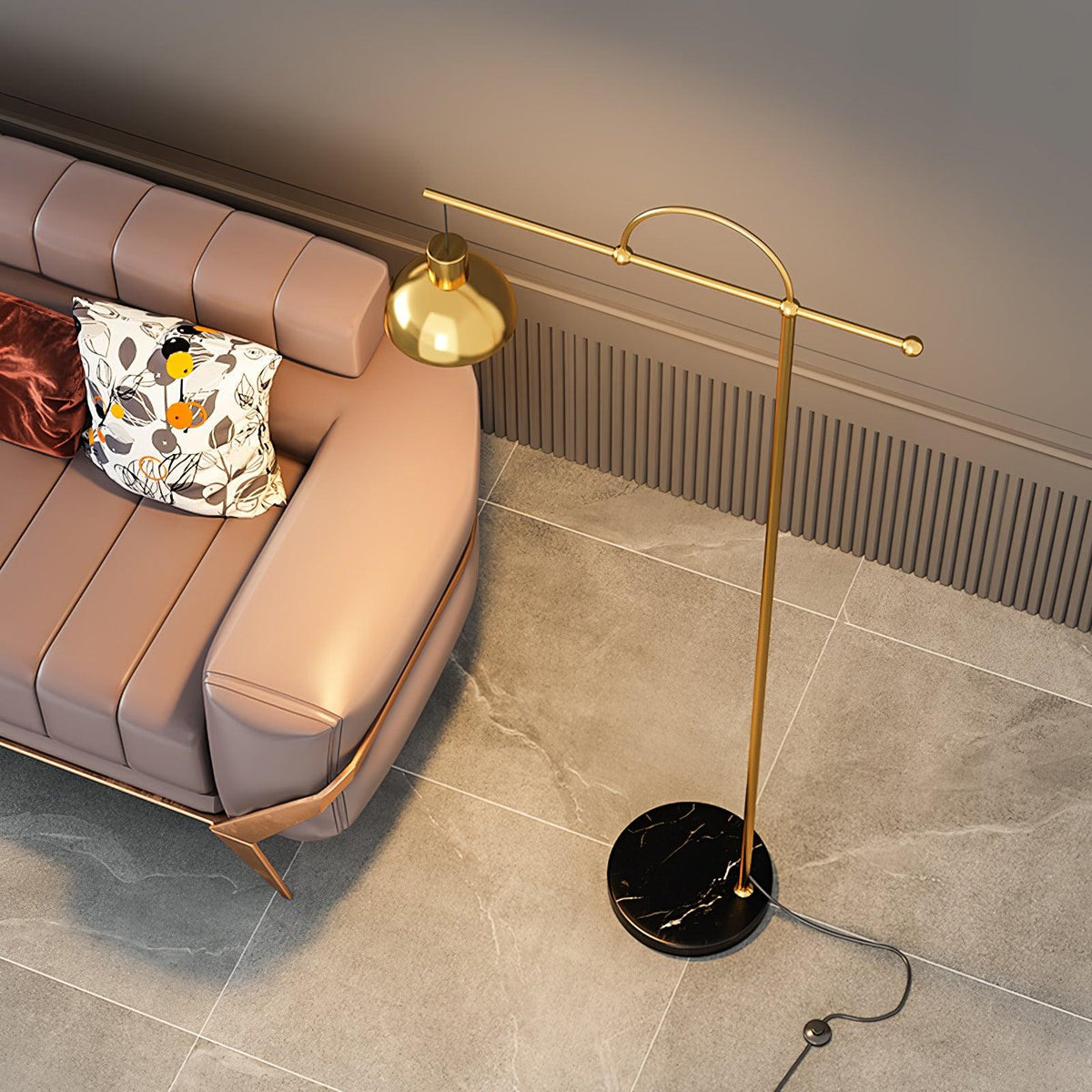 Usilil Art Deco messing vloerlamp