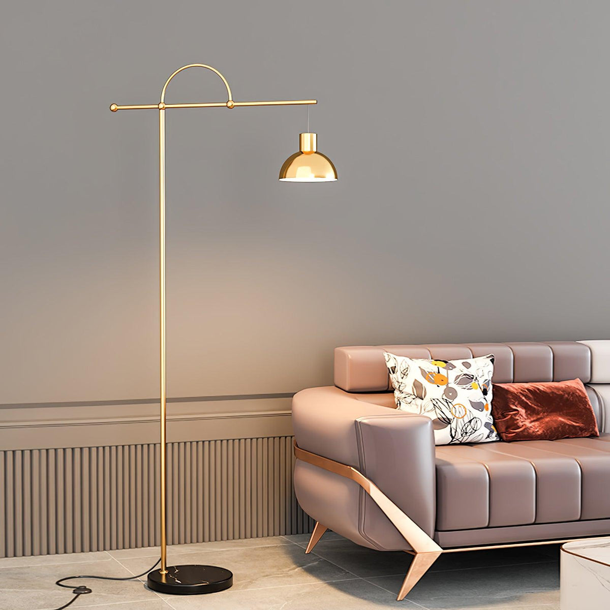 Usilil Art Deco messing vloerlamp