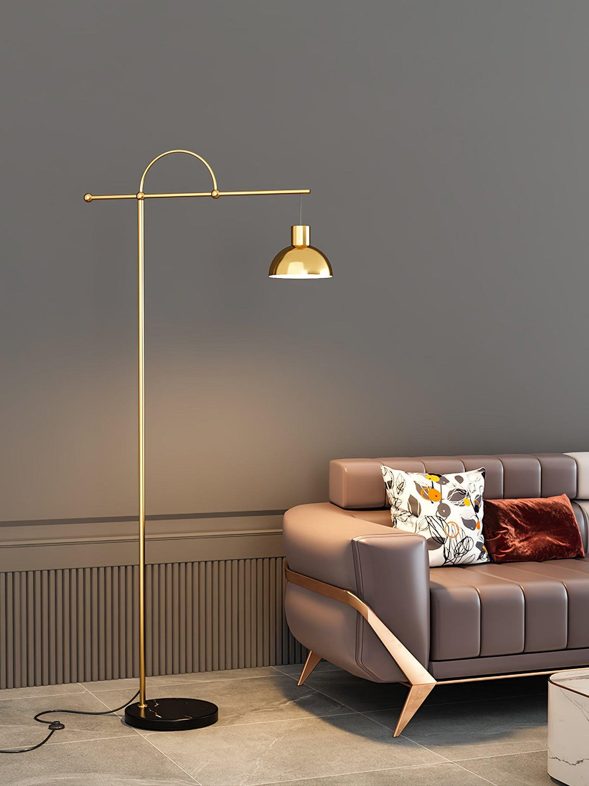 Usilil Art Deco messing vloerlamp