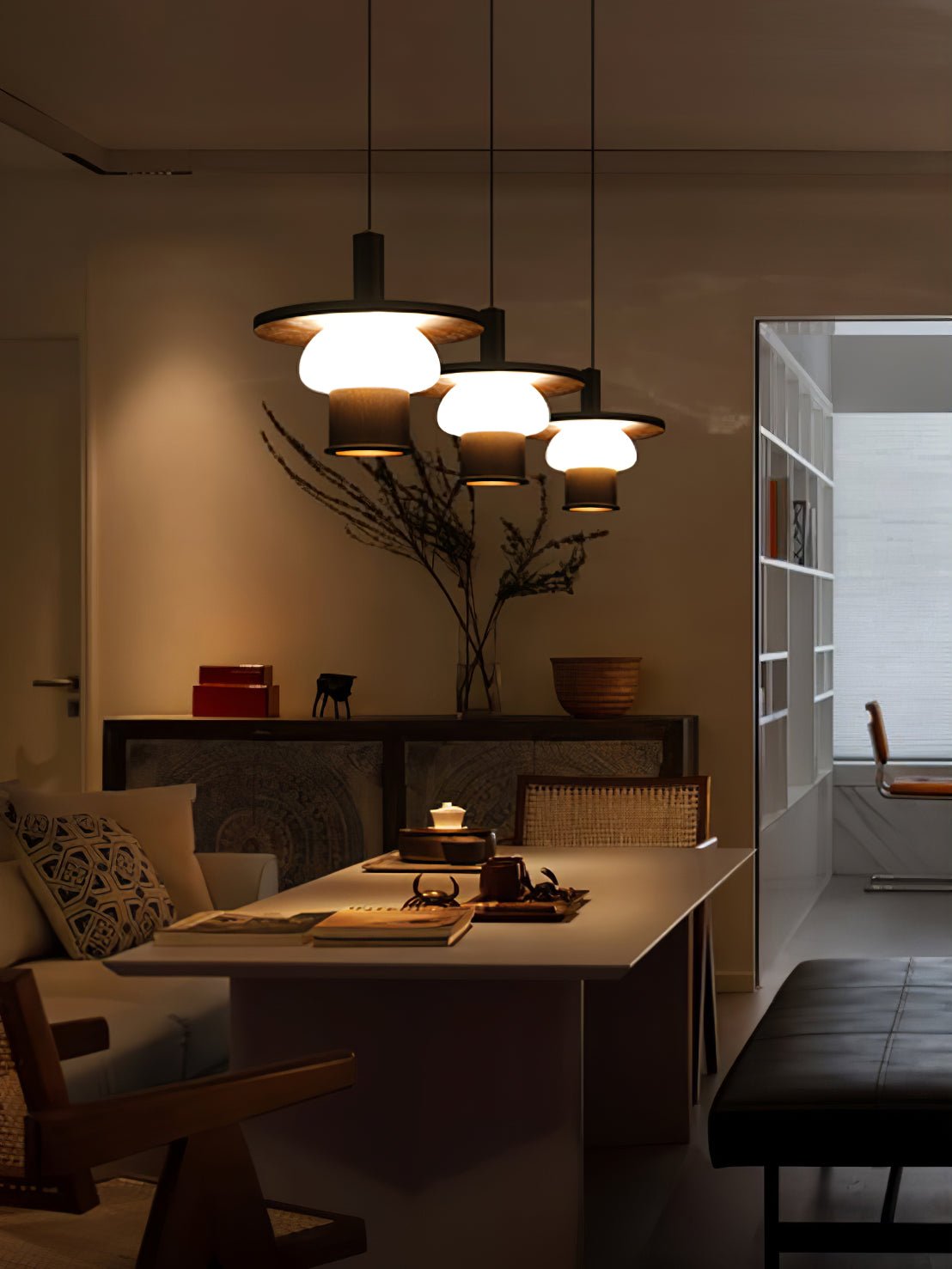 Zephaan Traditionele Kunst Klassieke Houten hanglamp van glas