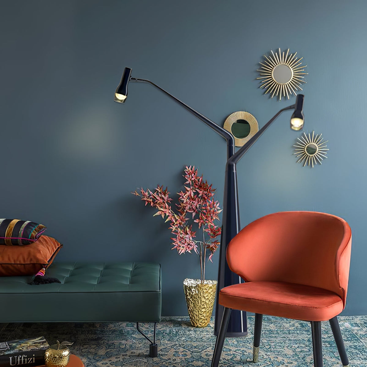 Lylirarae vloerlamp in zwart, takkenstijl
