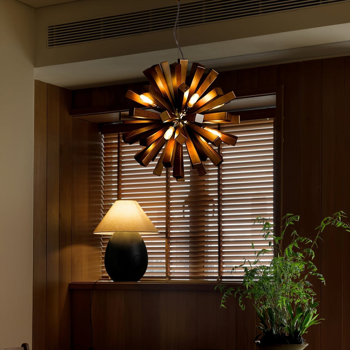 Elvarelle Premium Noordse kunst Burst hout kroonluchter