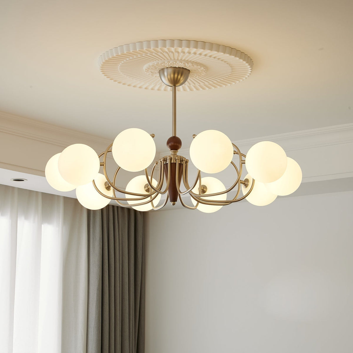 Orvynia elegantie klassiek Grove Houten glas Kroonluchter