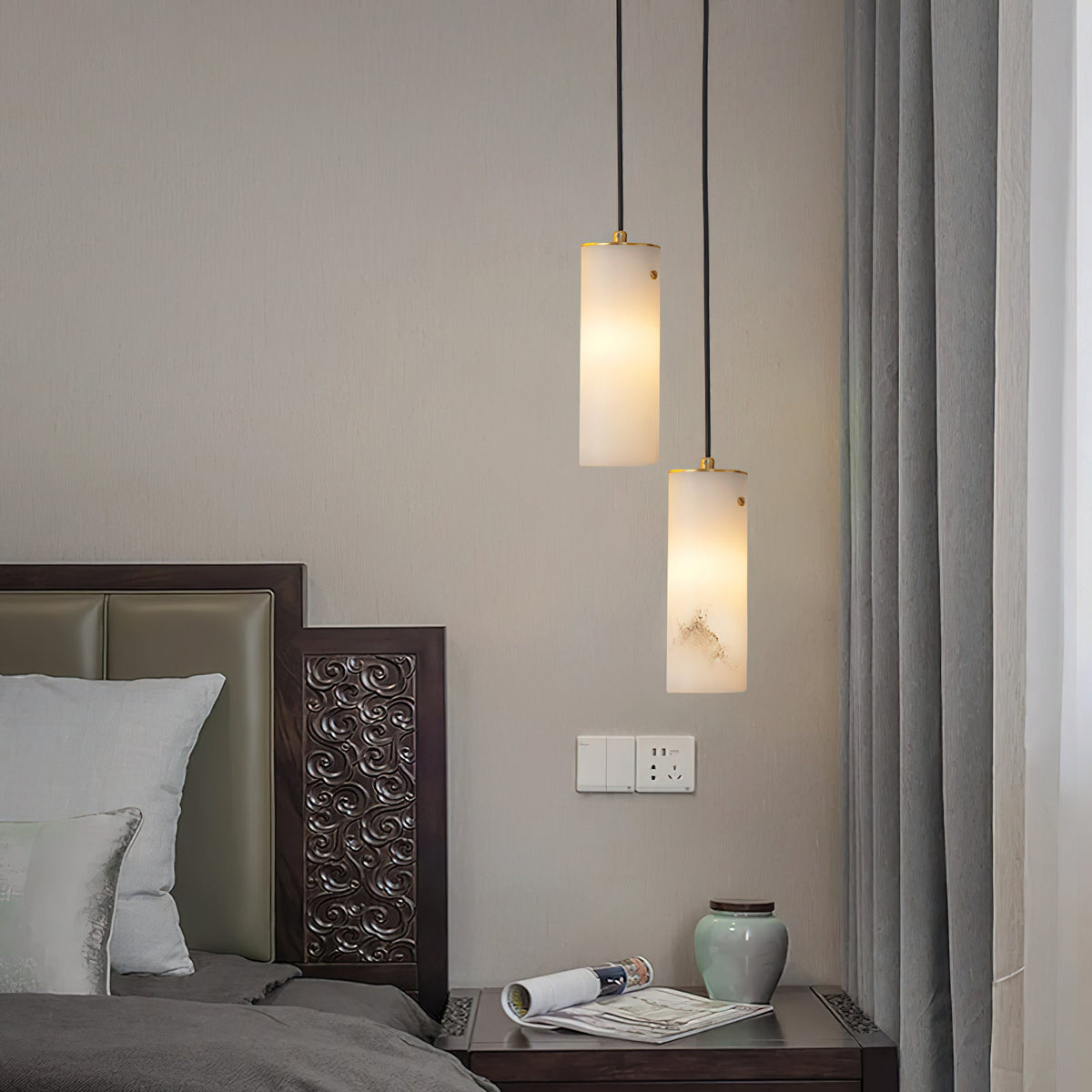 Lyvina verticale hanglamp van albast