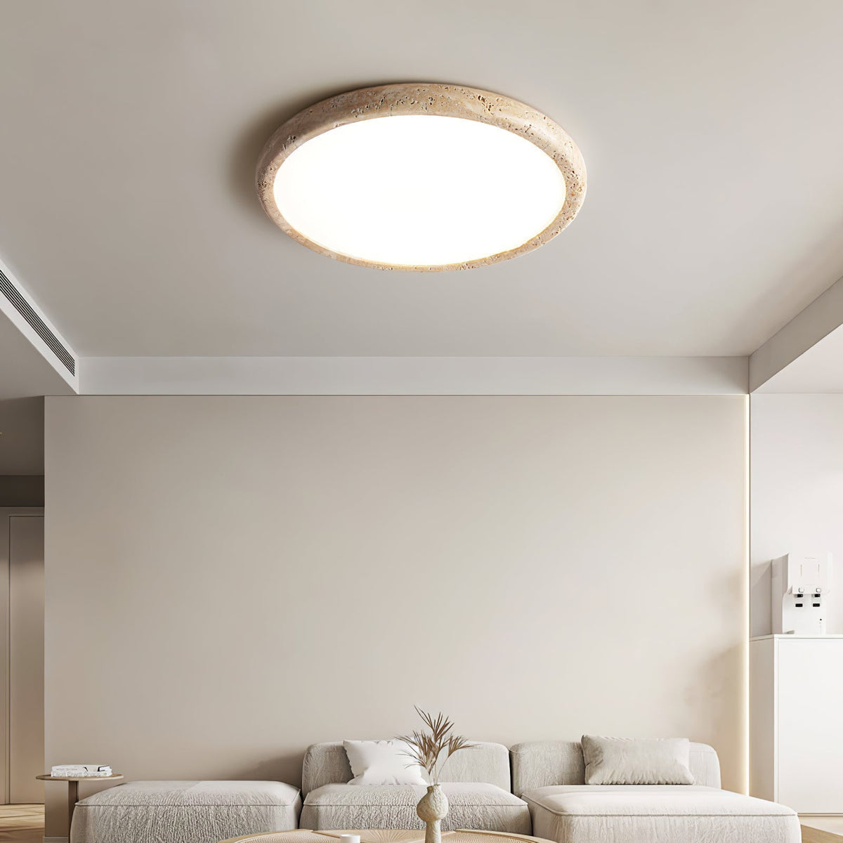 Aurrina Ring Frame Geel travertin plafondlamp
