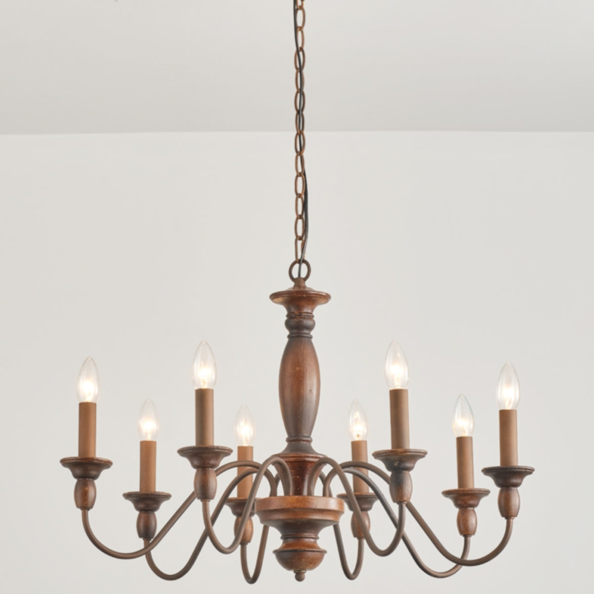 Silva Industrie Design LED Kroonluchter Bruin Hout Metaal Slaapkamer/Woonkamer