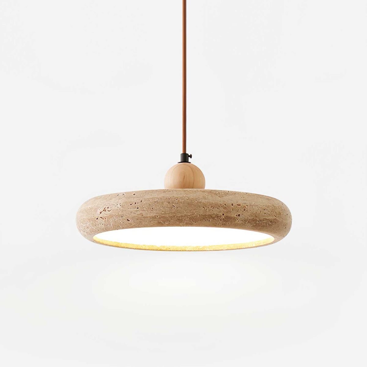 Noraraine Minimalistische hanglamp van geel travertin