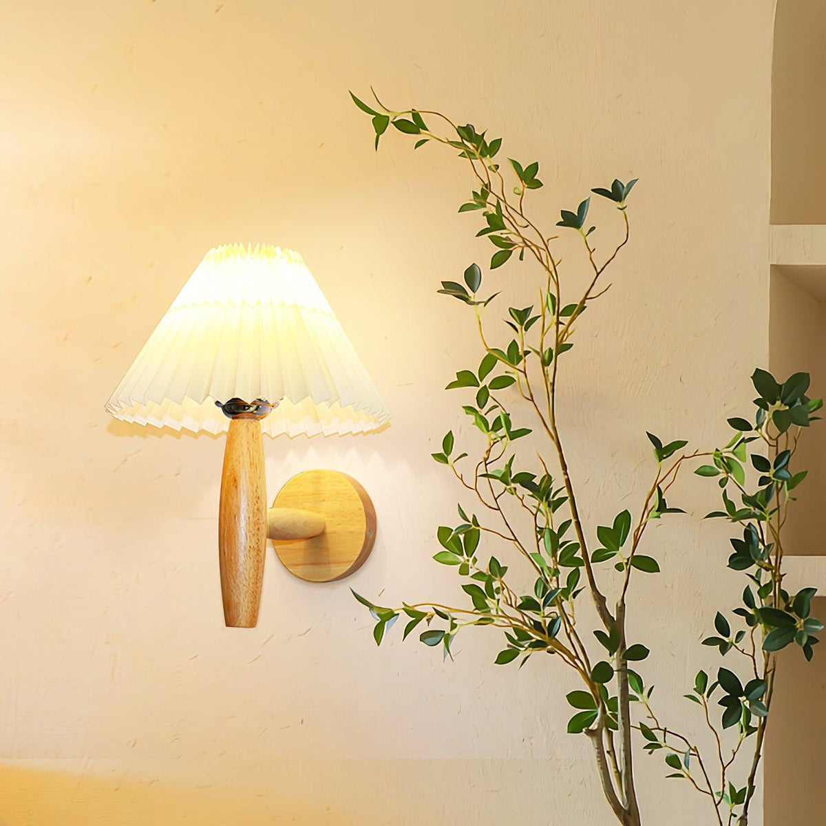 Elvivelle Moderne wandlamp van eikenhout