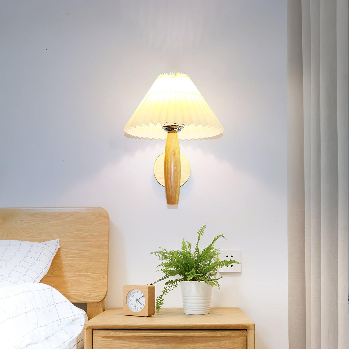 Elvivelle Moderne wandlamp van eikenhout