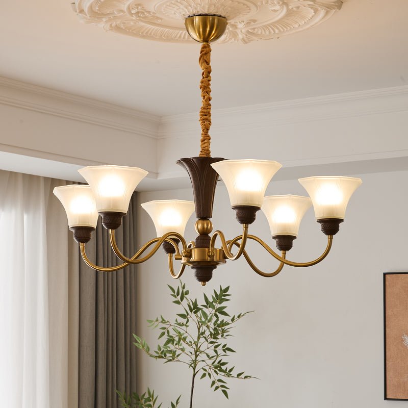 Ciphaen Traditionele Elegantie Vintage Hout glas Kroonluchter
