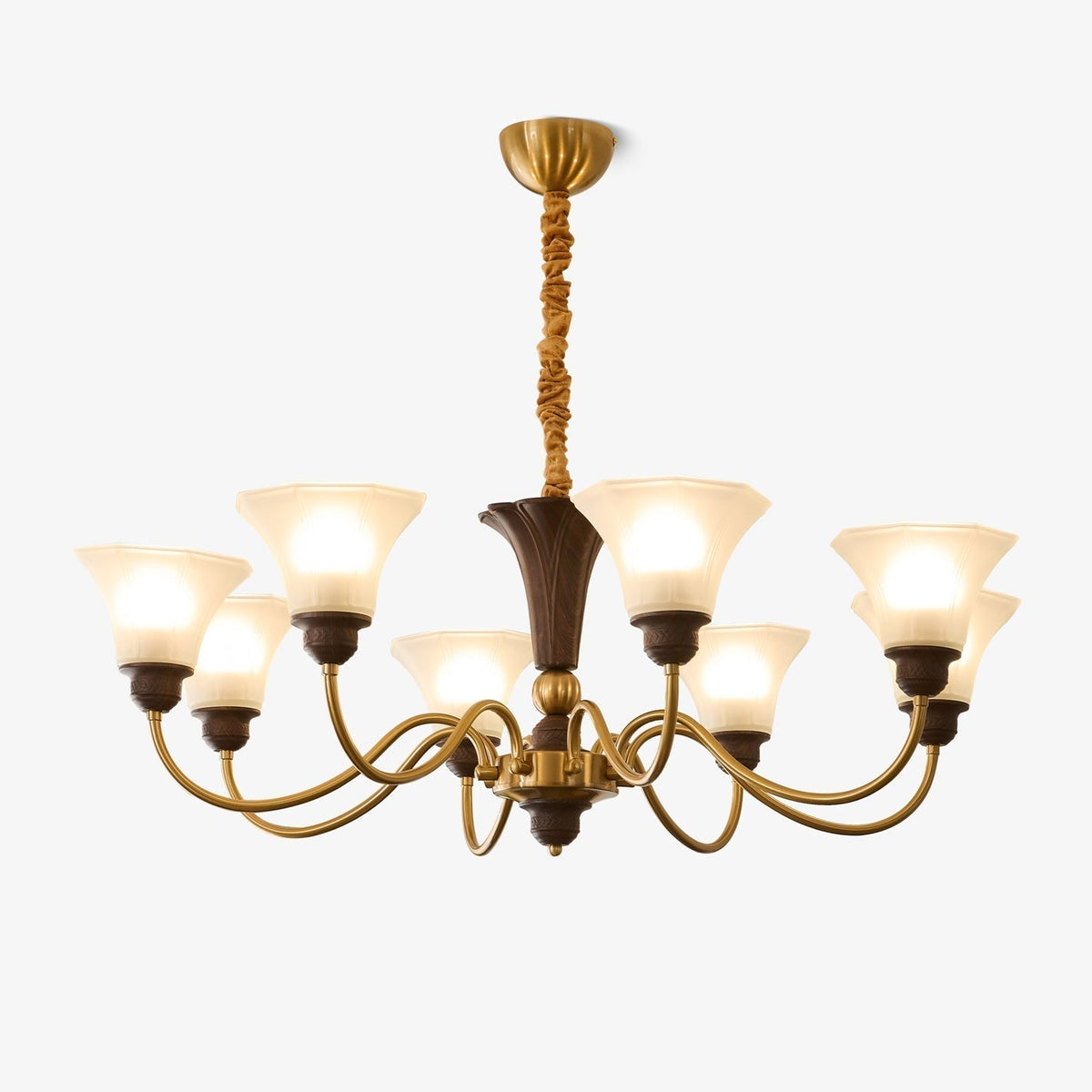 Ciphaen Traditionele Elegantie Vintage Hout glas Kroonluchter