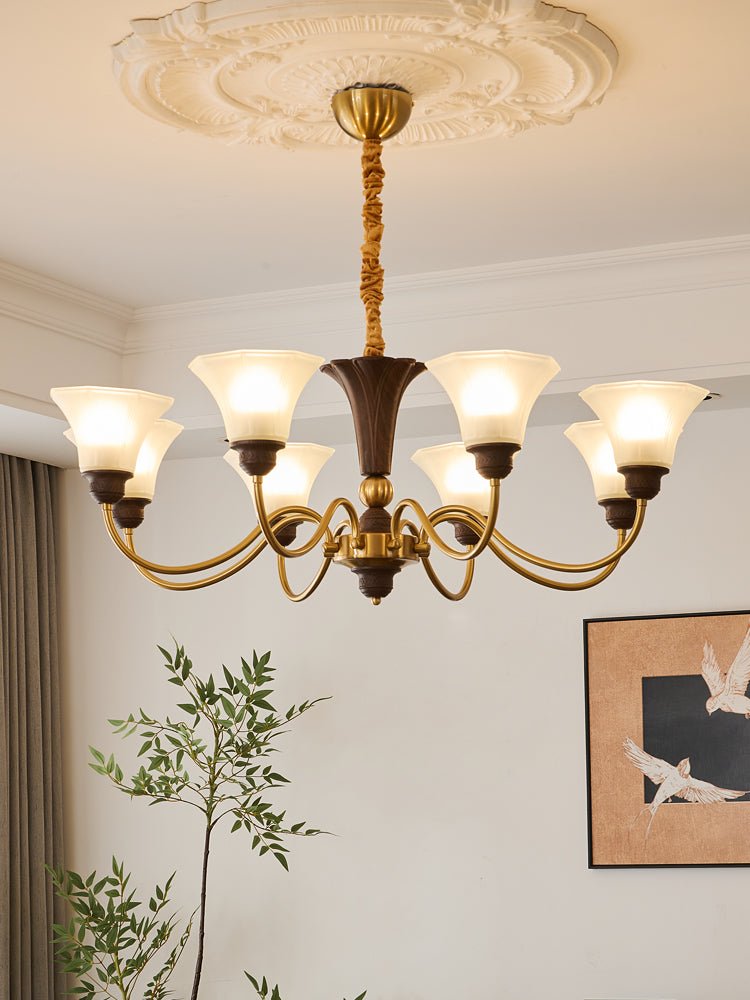 Ciphaen Traditionele Elegantie Vintage Hout glas Kroonluchter