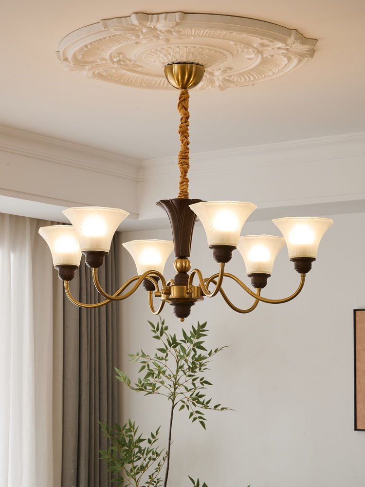 Ciphaen Traditionele Elegantie Vintage Hout glas Kroonluchter