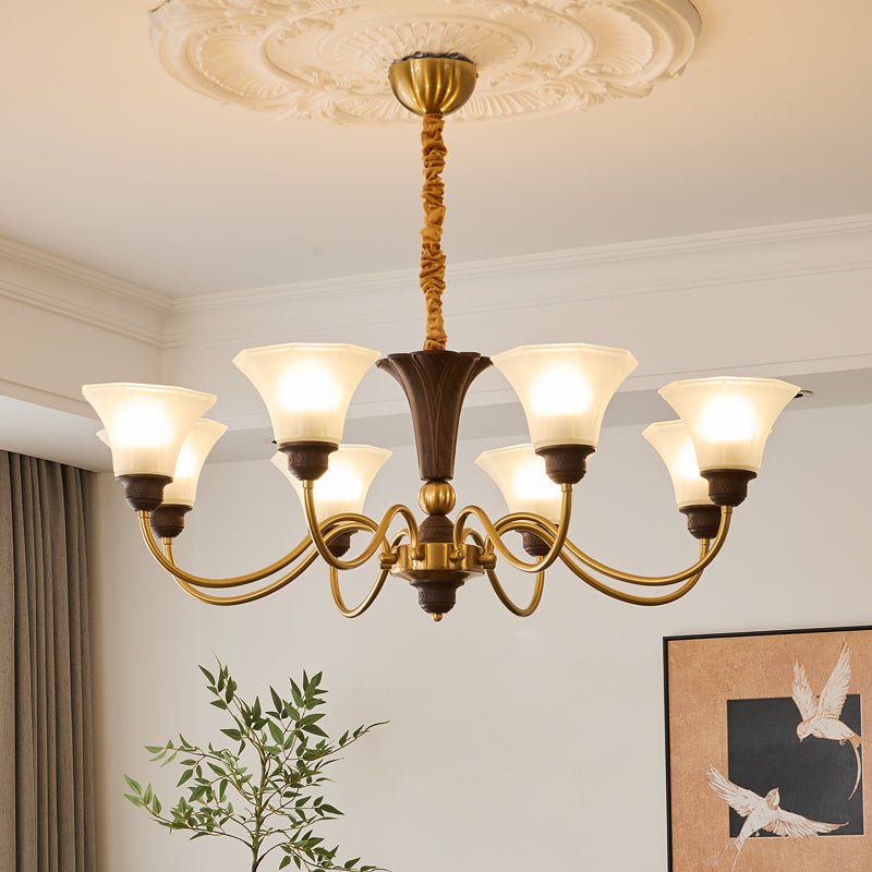 Ciphaen Traditionele Elegantie Vintage Hout glas Kroonluchter