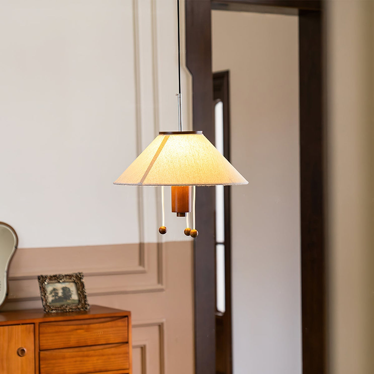 Zathee Noordse kunst Klassiek houten textiel hanglamp