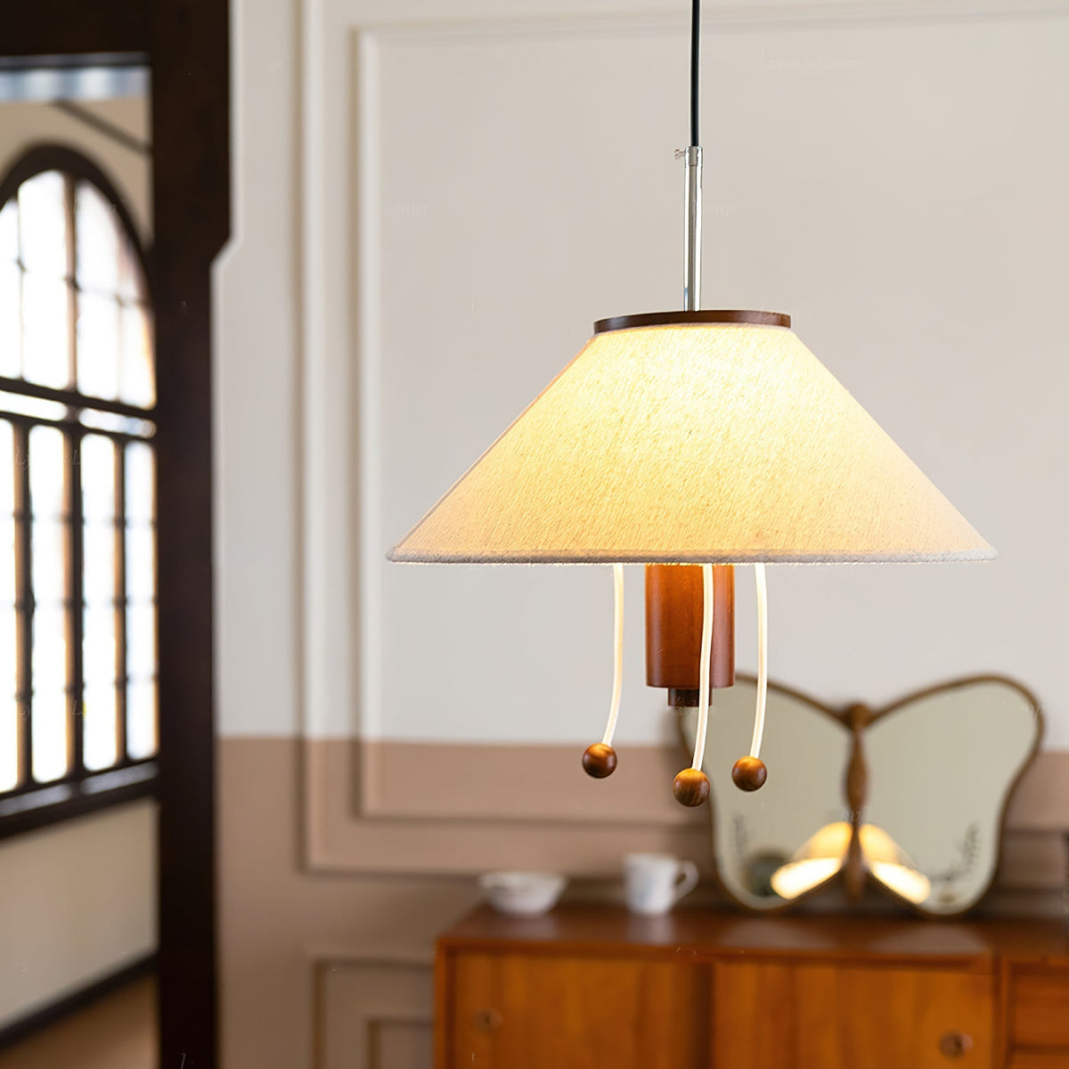 Zathee Noordse kunst Klassiek houten textiel hanglamp