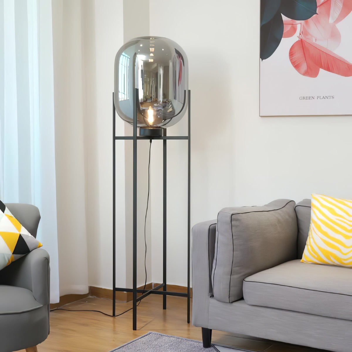 Liorivelia industriële vloerlamp van glas