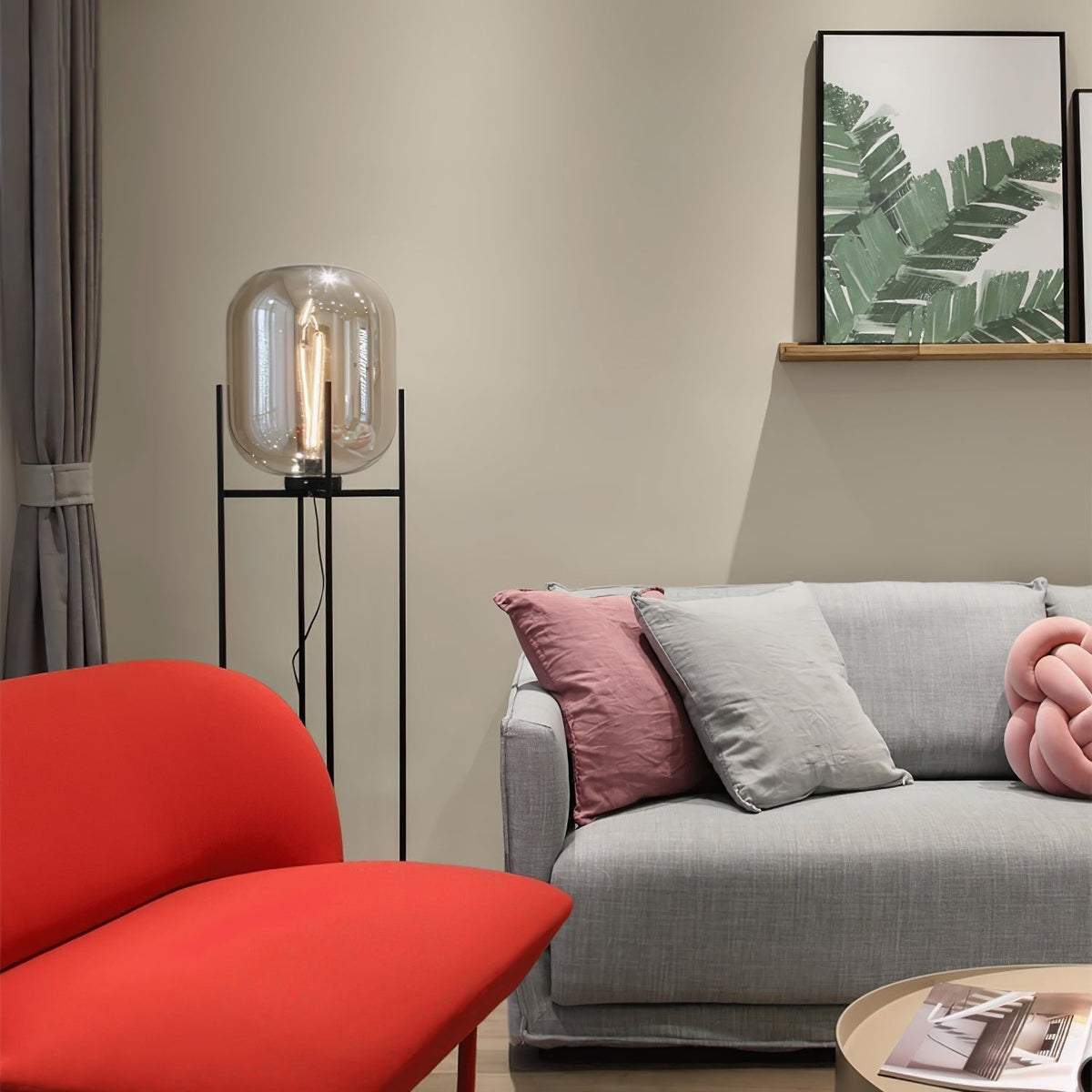 Liorivelia industriële vloerlamp van glas