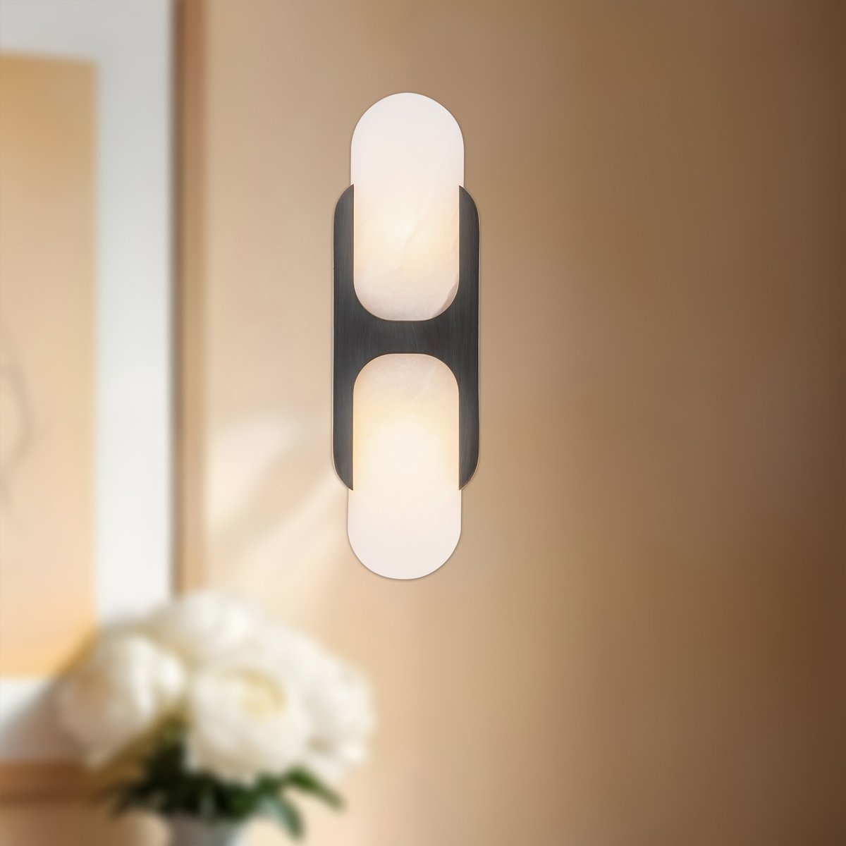 Ulthaora dubbele bollen wandlamp in albast