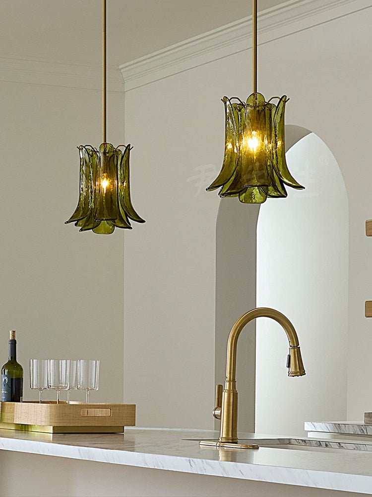 Ottilie hanglamp met bloemblaadjes uit glas