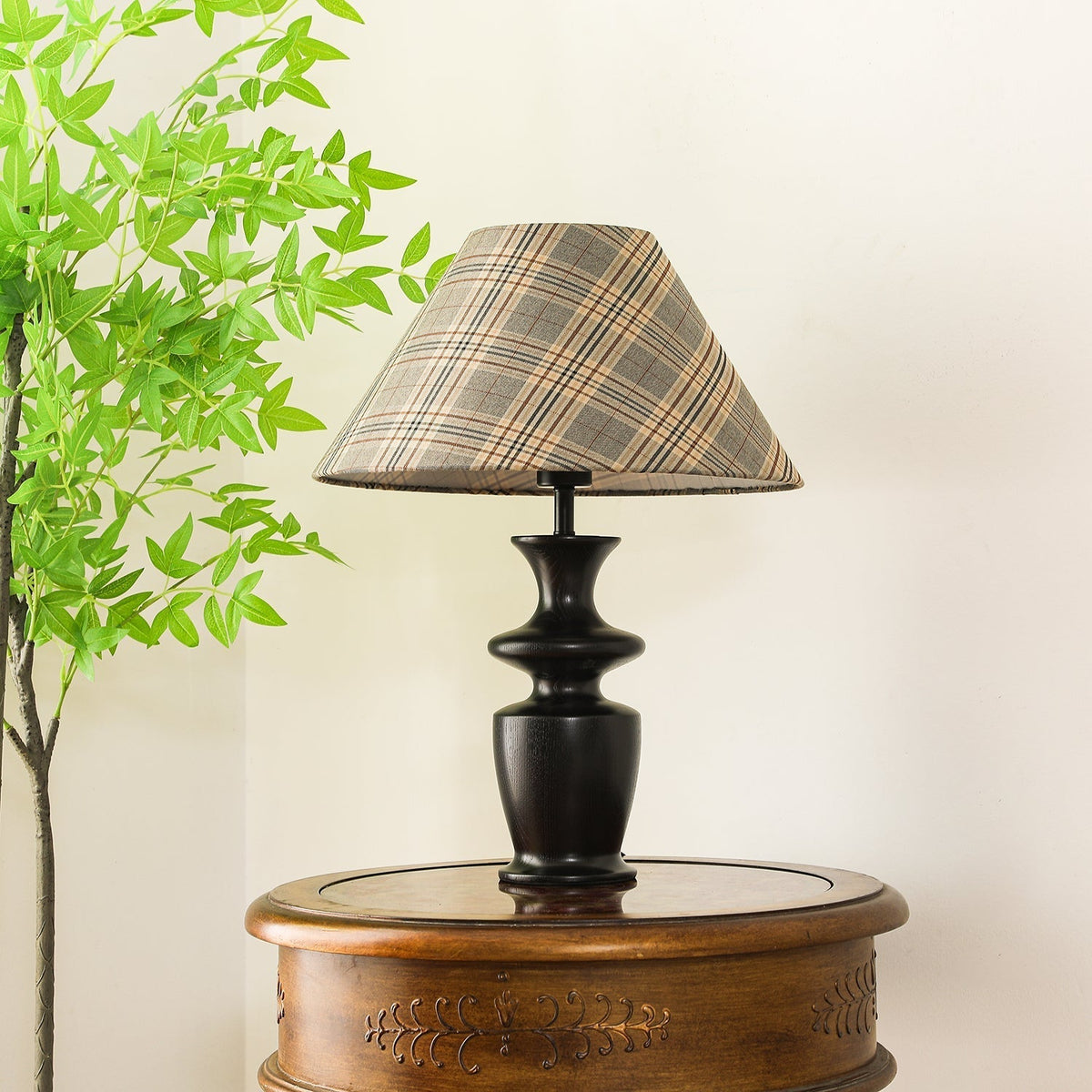 Herita Hout- en stoffen tafellamp