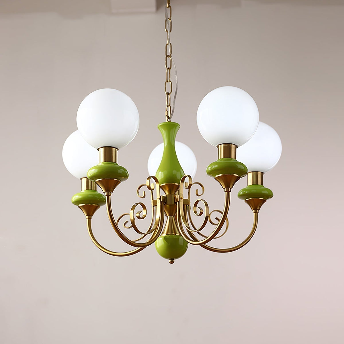 Evsolia kroonluchter van groen onyx glas