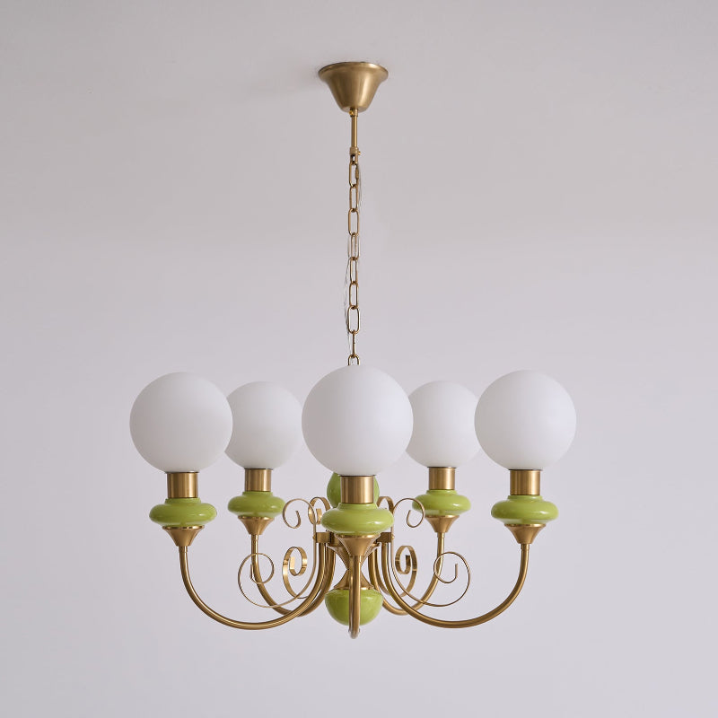 Evsolia kroonluchter van groen onyx glas