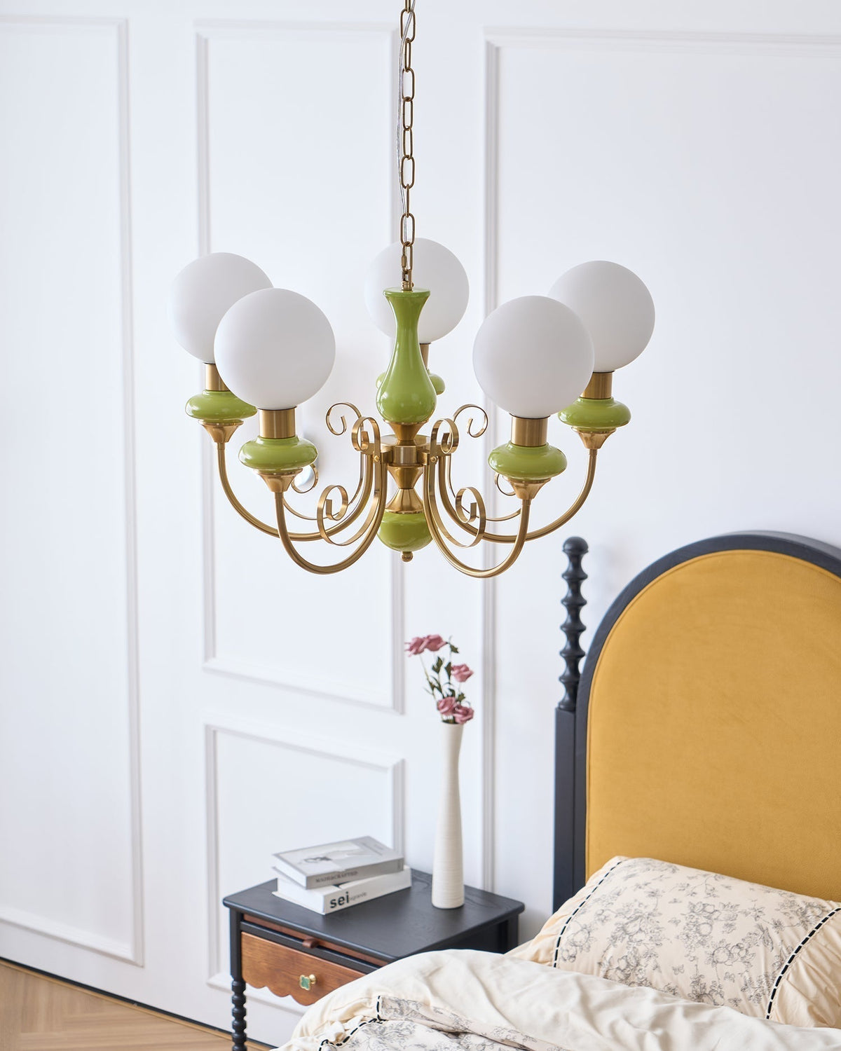 Evsolia kroonluchter van groen onyx glas