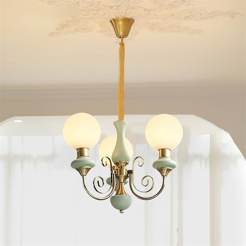 Evsolia kroonluchter van groen onyx glas