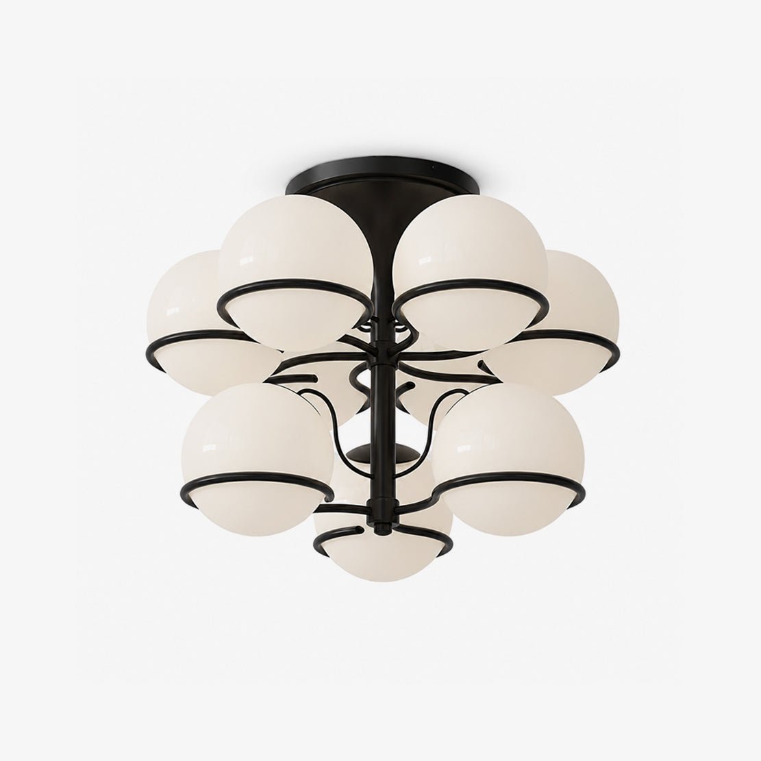 Semi-plafond Kroonluchter met opalen glazen bollen